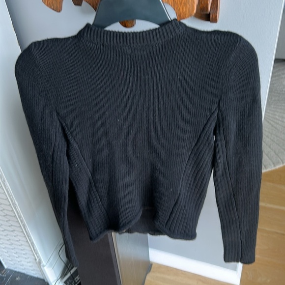 Cynthia Vincent Black Crew Neck Sweater with Gold Buttons/Accents - Picture 3 of 6
